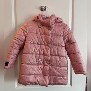 Balmain Quilted Pink Hooded Puffer Jacket